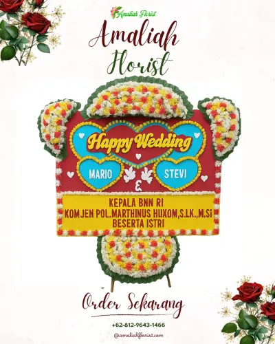 Karangan Papan Bunga Pernikahan di Berembeng